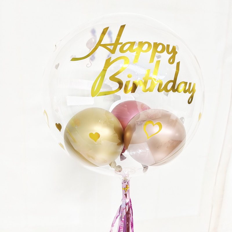 生日装饰个性派对创意泡泡照片名字带灯支架发光桌飘定制波波气球