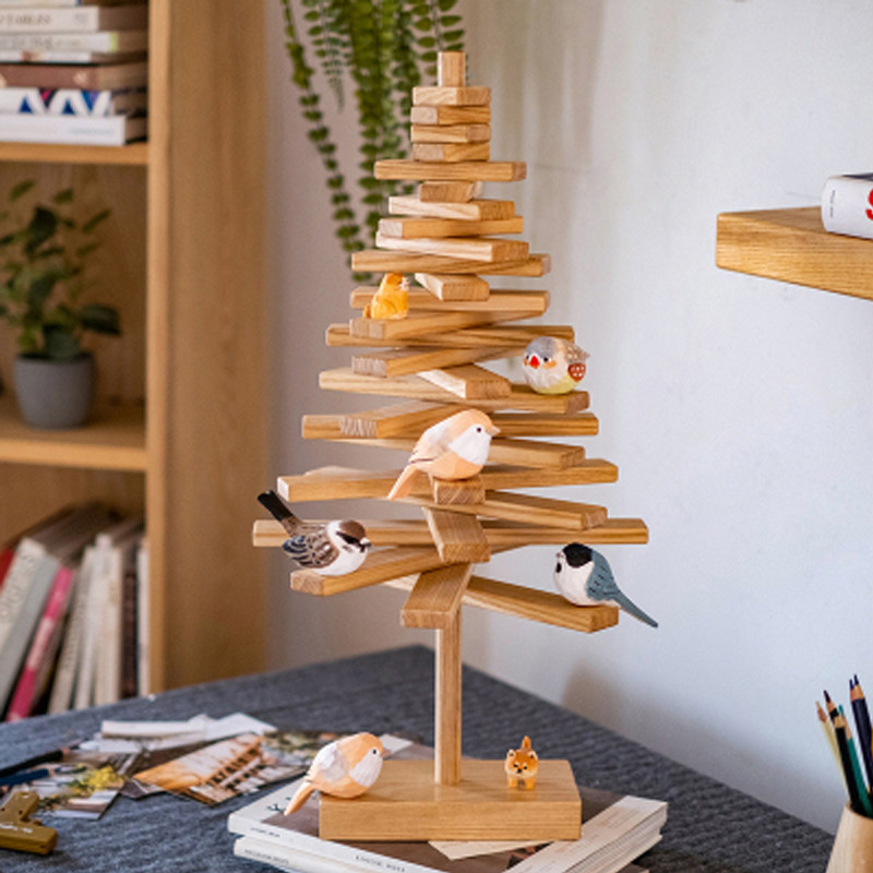北欧实木树形摆件书架桌面装饰家居创意木质圣诞节庆X首饰支架礼