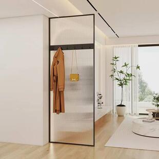 现代简约风长虹玻璃带挂钩客厅入户门玄关屏风卫生间浴室遮挡隔断