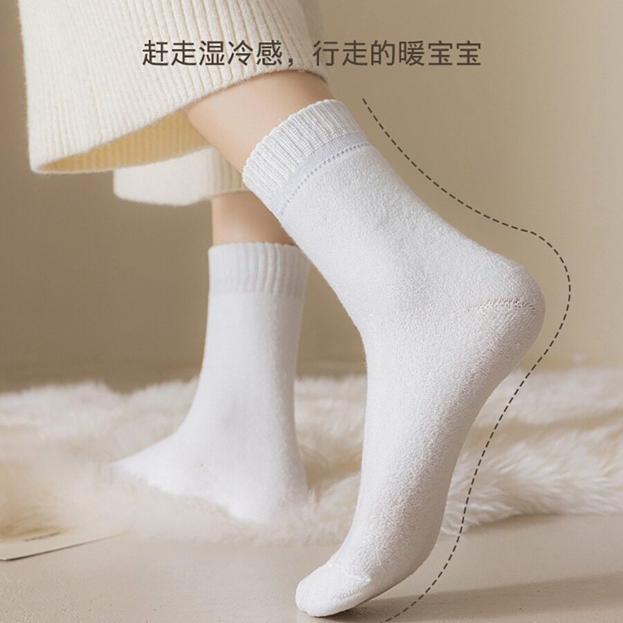 厚袜子女冬季加绒纯棉毛圈船袜女船袜