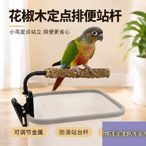 花椒木站杆站台鹦鹉定点排便站架金属可调节防滑吃食排便休息站杆
