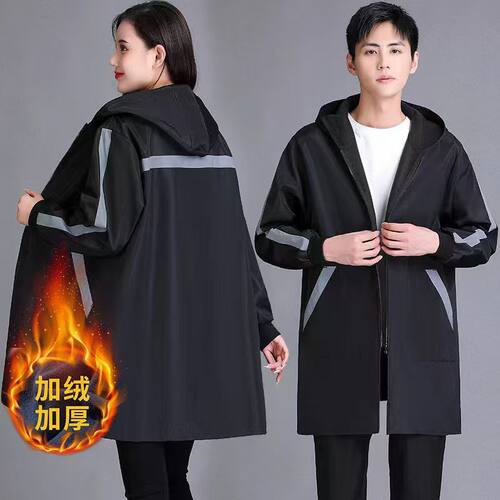 防水罩衣工作服秋冬加绒加厚围裙有袖羽绒服外穿成人女厨房家用