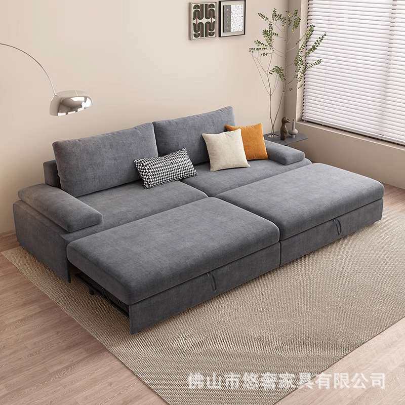 沙发床折叠一体两用客厅小户型网红款直排双人多功能抽推拉带拖床