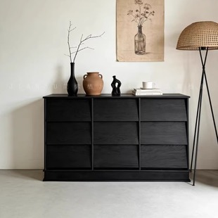 中古风九斗柜客厅收纳卧室储物柜复古风餐边柜沙发床尾抽屉六斗柜