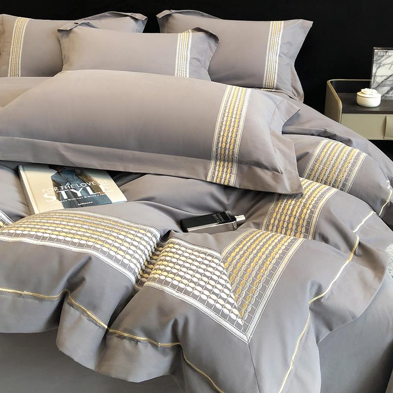 轻奢A类100支加厚长绒棉磨毛四件套纯棉被套单笠床品