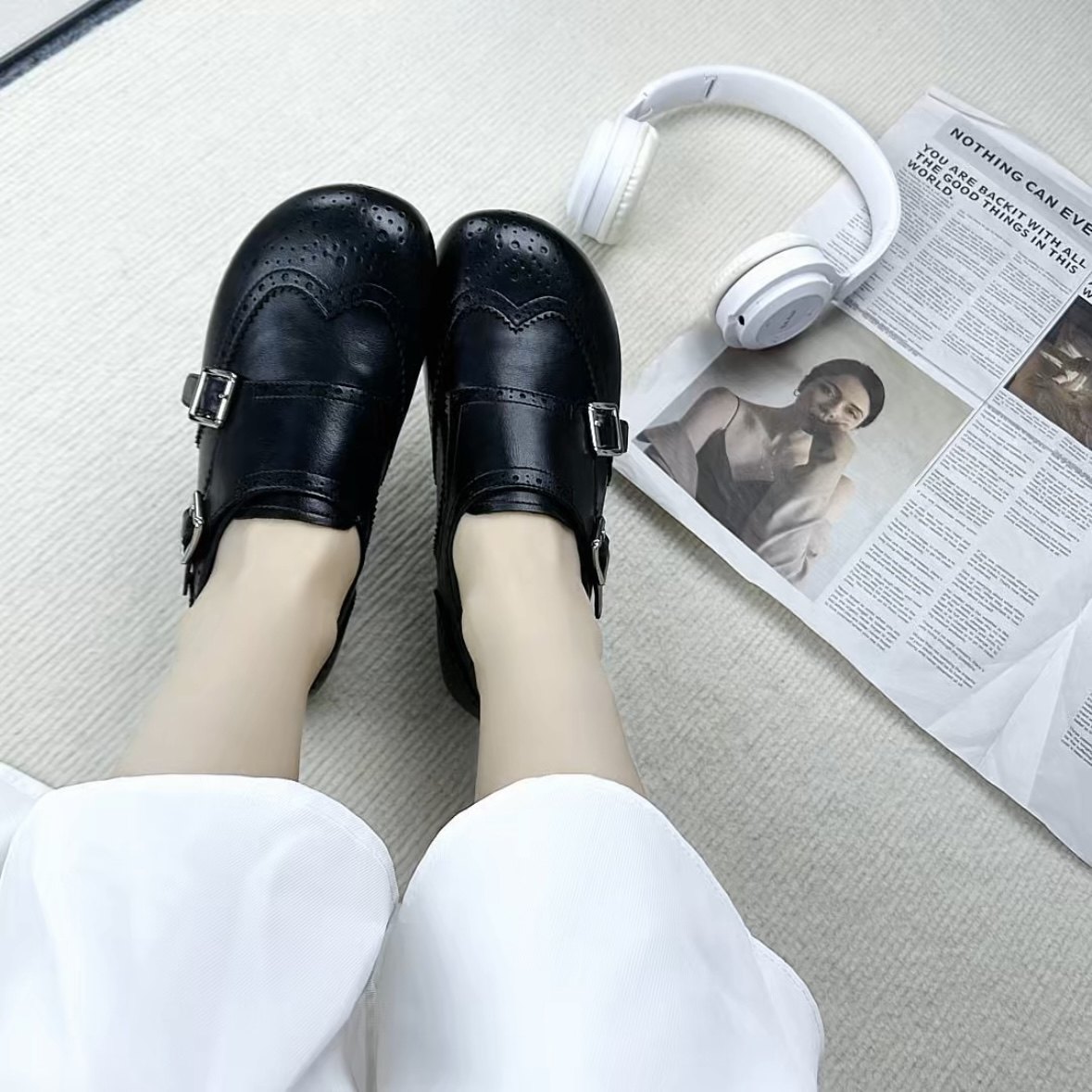 黑色方头玛丽珍鞋女低跟浅口单鞋通勤百搭软皮舒适皮鞋简约百搭,女鞋,浅口单鞋,淘宝优惠券,粉丝福利购,淘宝优惠卷