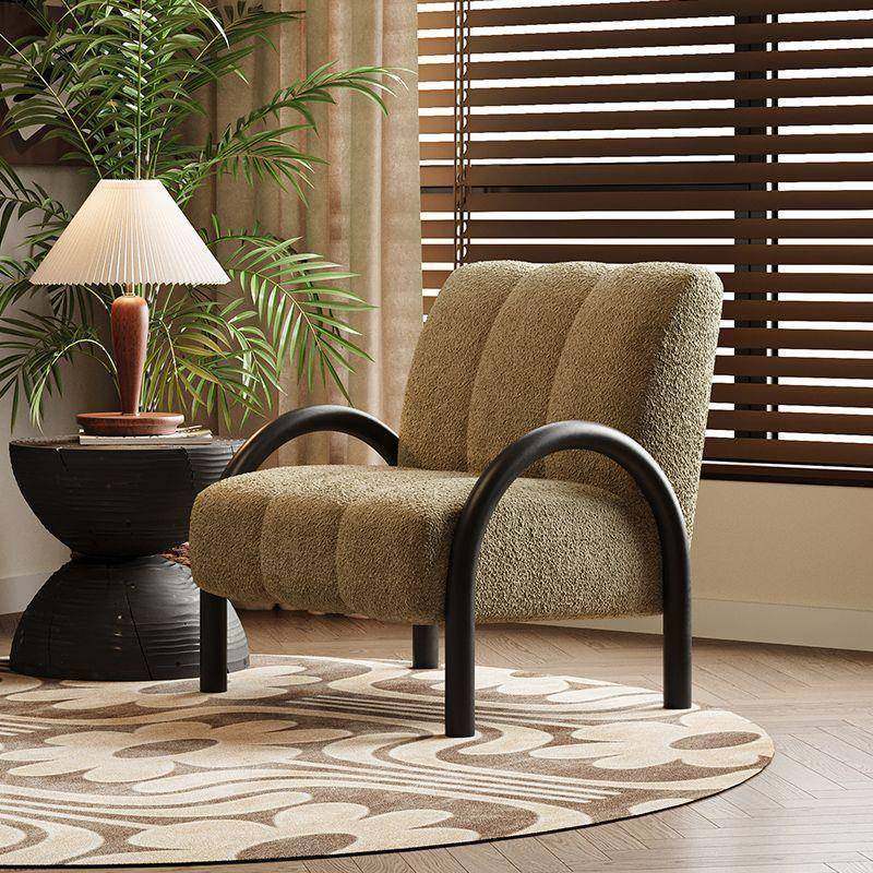 民宿中古风布艺休闲椅设计师款单人沙发复古客厅阳台懒人靠背椅子