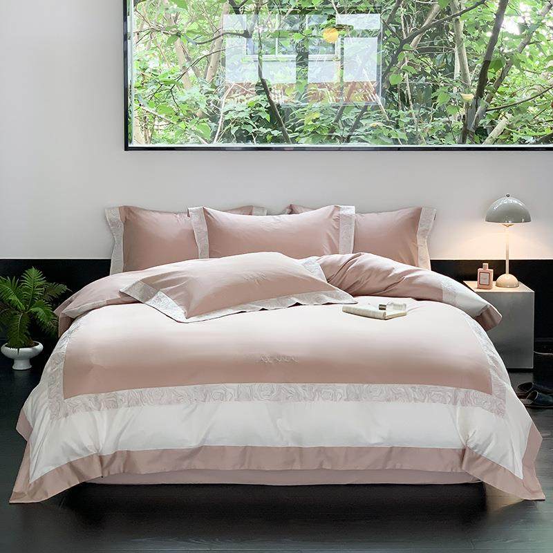 轻奢全棉纯棉100S一级长绒棉高精密刺绣四件套