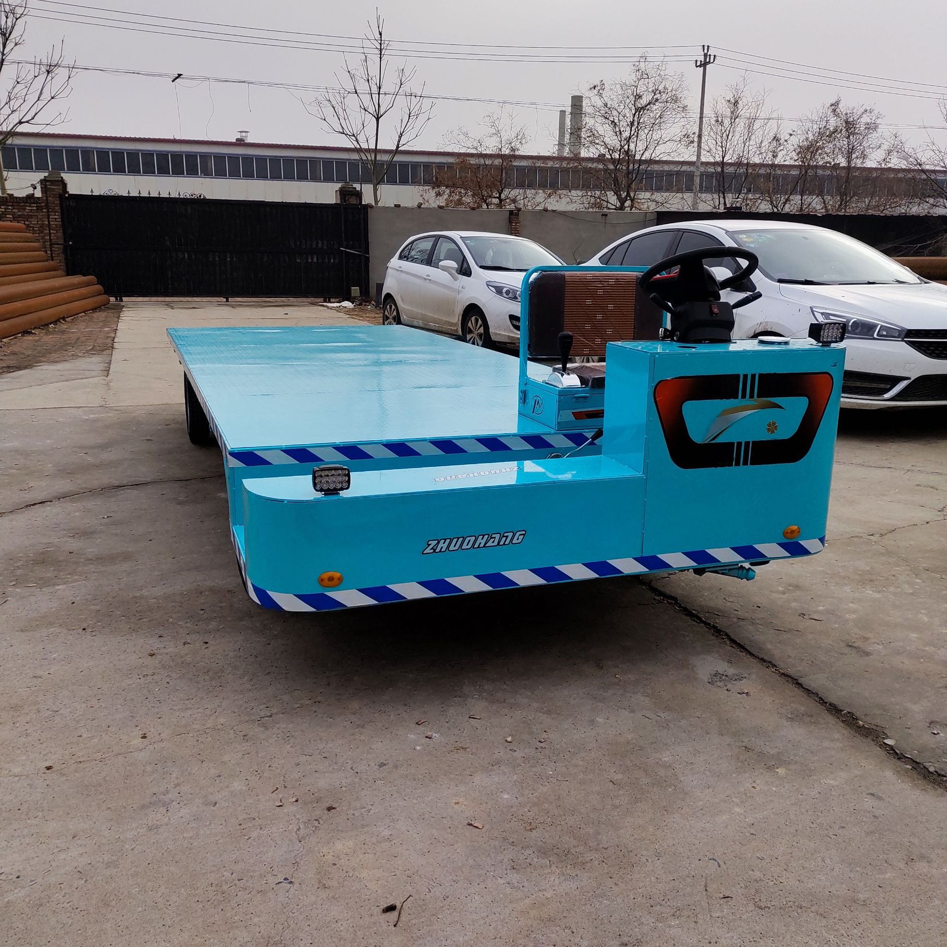 电动四轮手推车拉货车农场菜市场搬运平板车骑行款工厂货物平板车