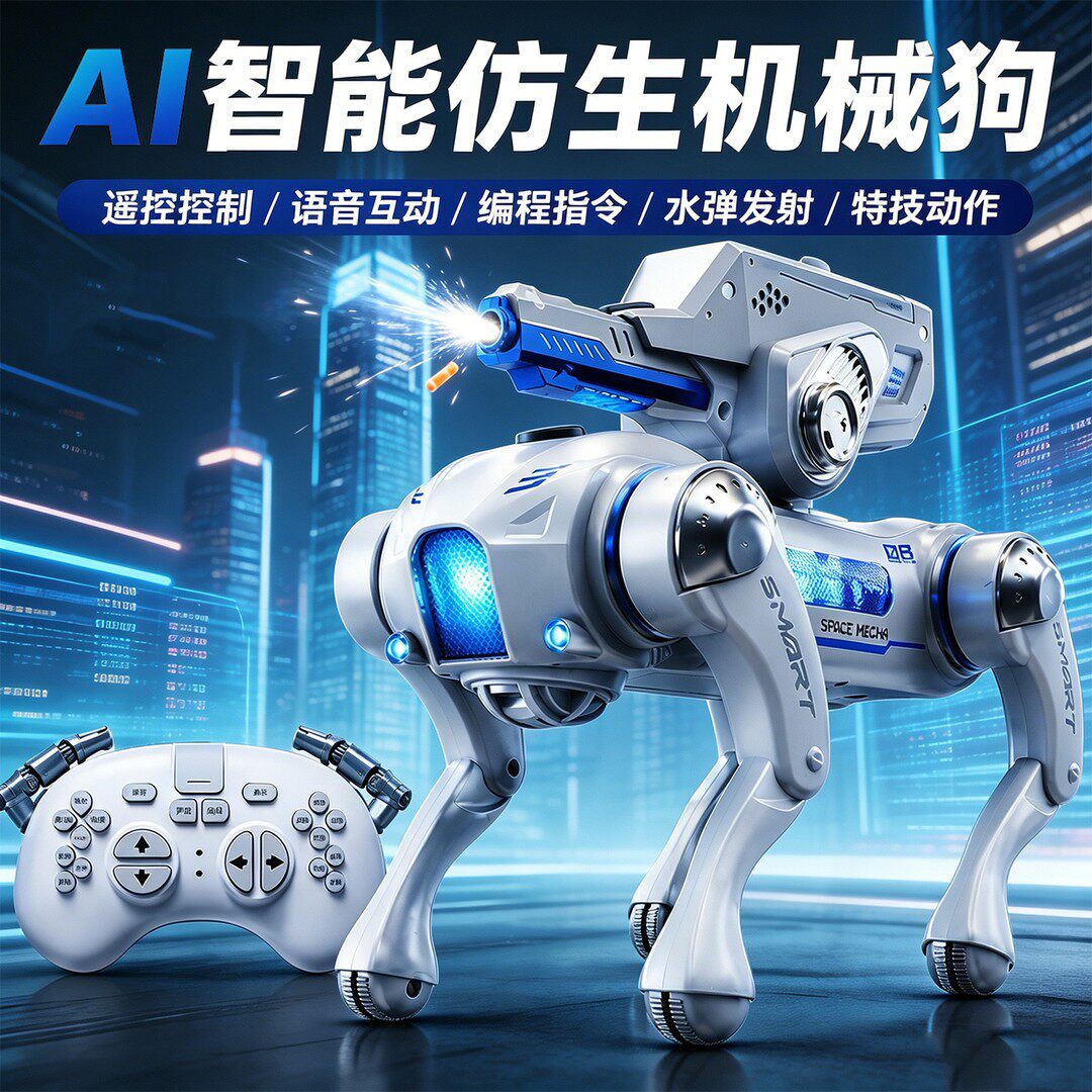 AI智能仿生机器狗遥控app编程感应机械狗电动炮台水弹男玩具CL