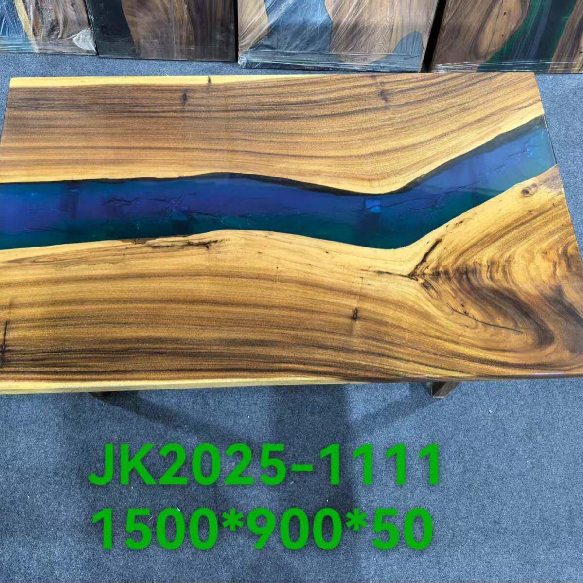 轻奢树脂实木河流桌家用卧室客厅电脑桌商用精美高端酒店会所茶桌