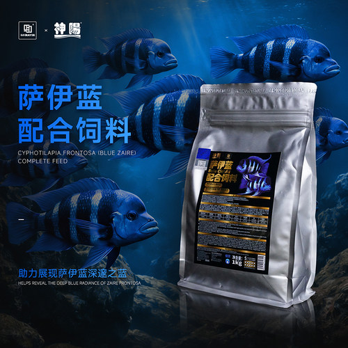 马印饲料萨伊蓝专用增艳增蓝饲料颗粒观赏鱼饲料营养饲料助显真蓝