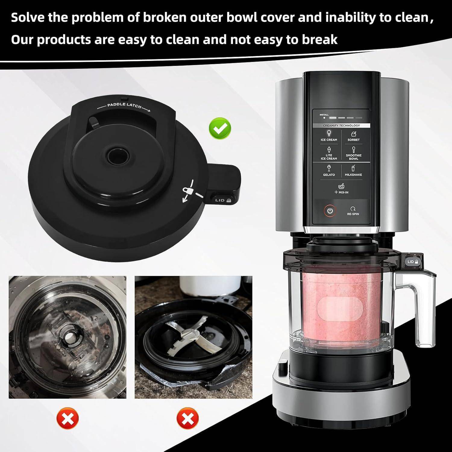 适用Ninja冰淇淋机外碗盖兼容Ninja NC299AMZ/NC301/NC300/NC201