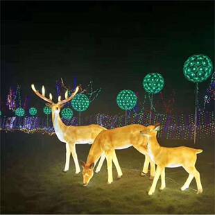 源头厂家LED玻璃钢发光动物造型灯梅花鹿文旅景区公园广场亮化灯