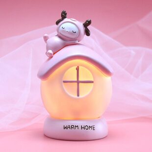 少女心趴趴萌鹿家居装饰星星灯房子小夜灯学生礼物床头灯生日