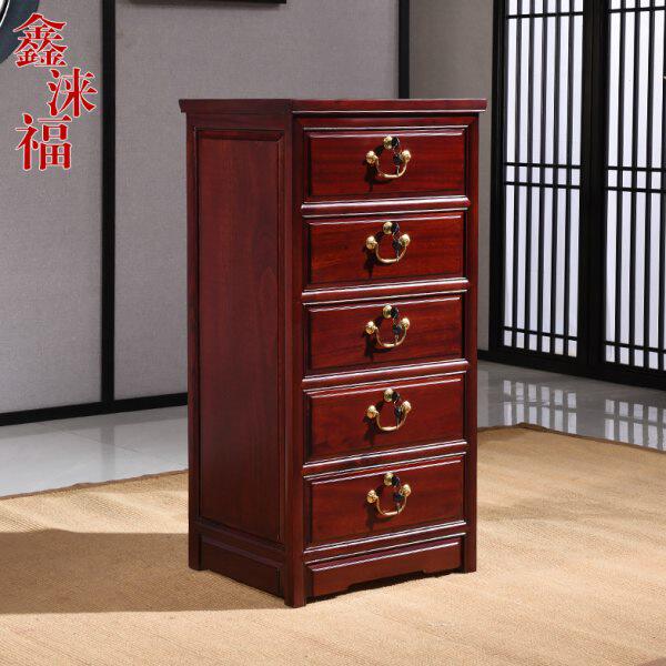 香樟木五斗柜抽屉柜中式全实木卧室红木色收纳储物柜素面光板橱柜