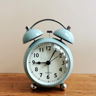 金属打铃小闹钟时钟静音 学生起床响亮 复古装饰准时带灯