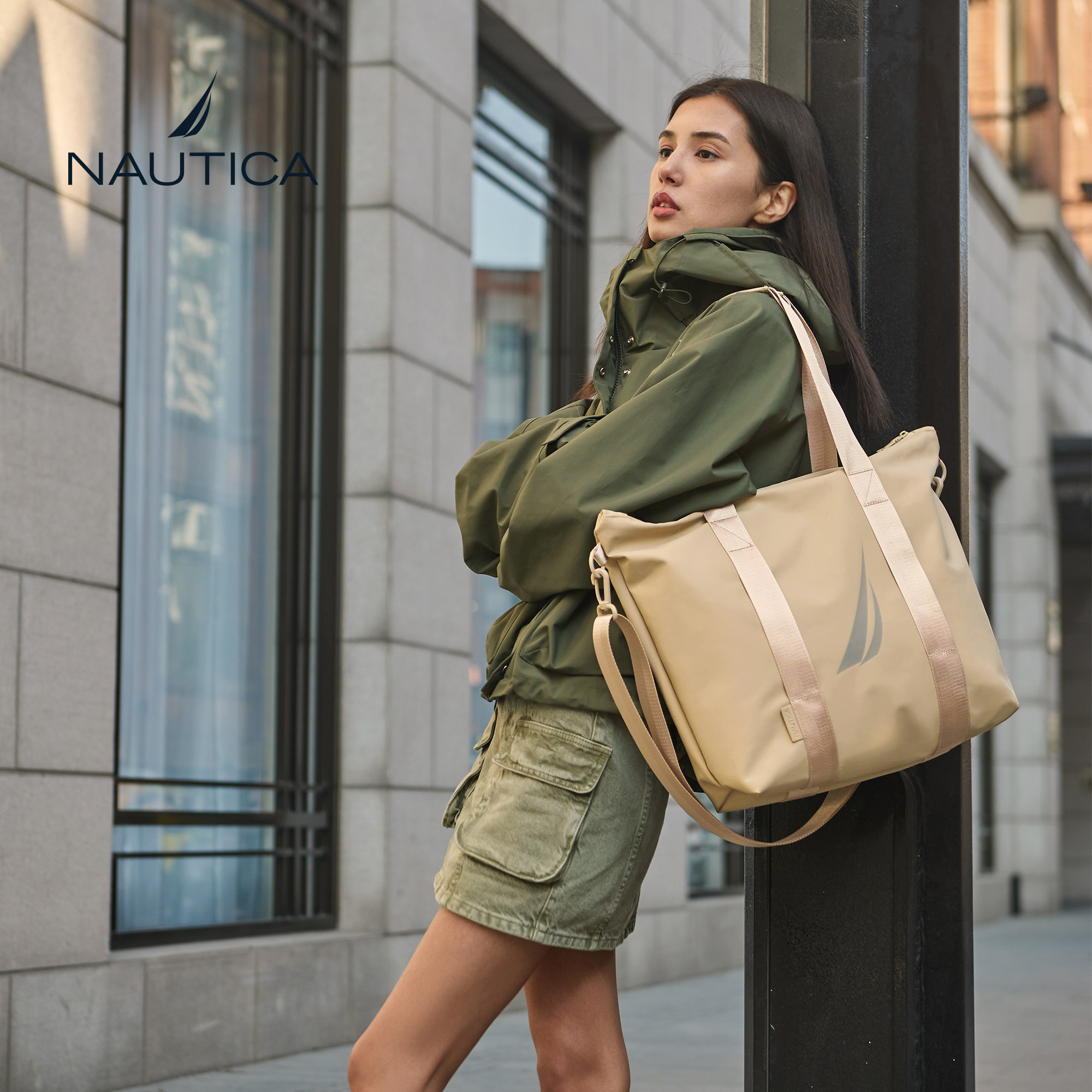 NAUTICA/诺帝卡斜挎托特包男女款大容量单肩包旅行通勤电脑手提包