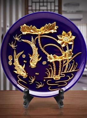 威弗列德年年有余兰盘厦门漆线雕创意摆件送朋友开业乔迁新婚礼品