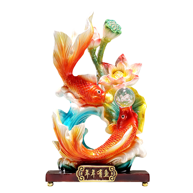 年年有余锦鲤鱼招财摆件客厅家居酒柜乔迁新居办公室Y装饰如鱼得