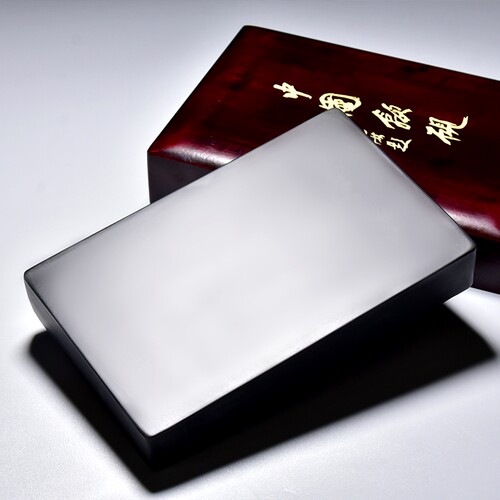 非遗传承 匠心歙砚经典回纹门字砚 原石老坑黑龙尾砚收藏礼品端砚