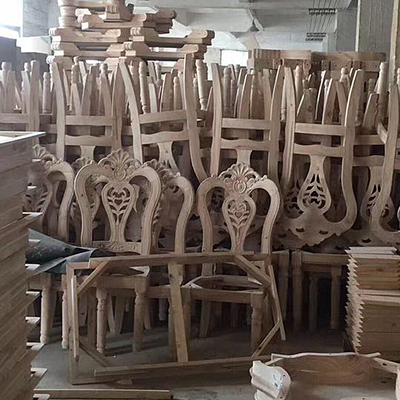 欧式椅子靠背凳家用中式橡木雕花餐桌椅现代简约餐厅白色实木餐椅