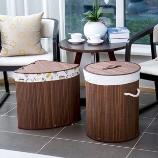 扇形竹编收纳筐圆桶弧形壁橱收纳篮杂物零食墙角洗衣收纳整理盒