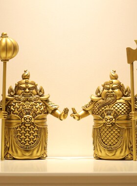 中式门神摆件树脂l半手工门厅玄关桌面家居客厅办公室装饰开业礼