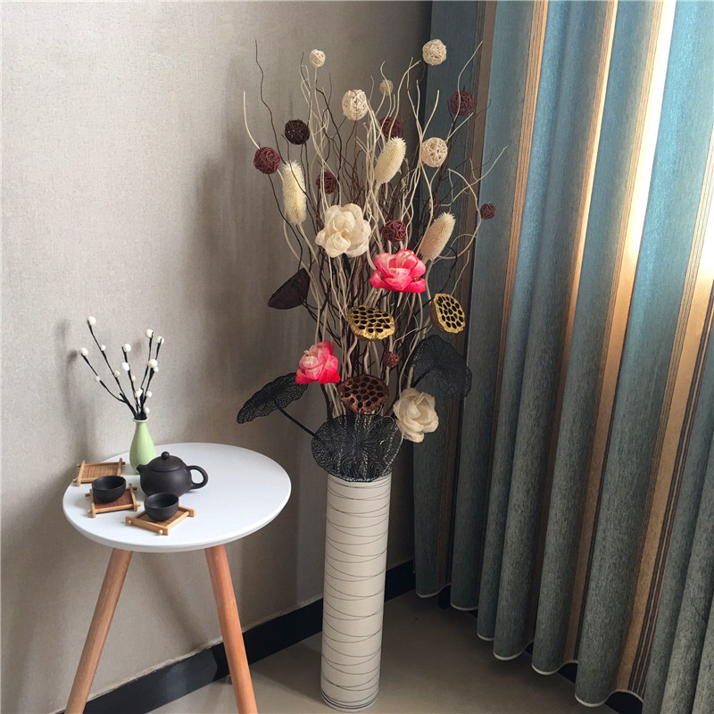 龙柳树枝干枝装饰玄关橱窗插花客厅落地L花瓶叶脉花干花装饰摆件