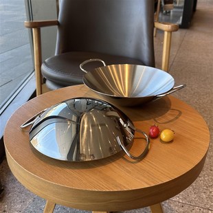 小圆底!户外!18/10不锈钢圆B底干锅盆火锅盆双耳酒精炉子小锅子