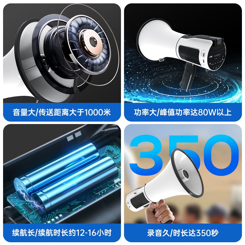 喇叭扬声器大功率手持喊话器地摊叫卖户外M大声公高音警报扩音器