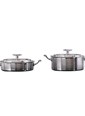 轻奢系样板间厨房组合装饰品摆件汤锅煎锅具不锈钢螺纹软装道具