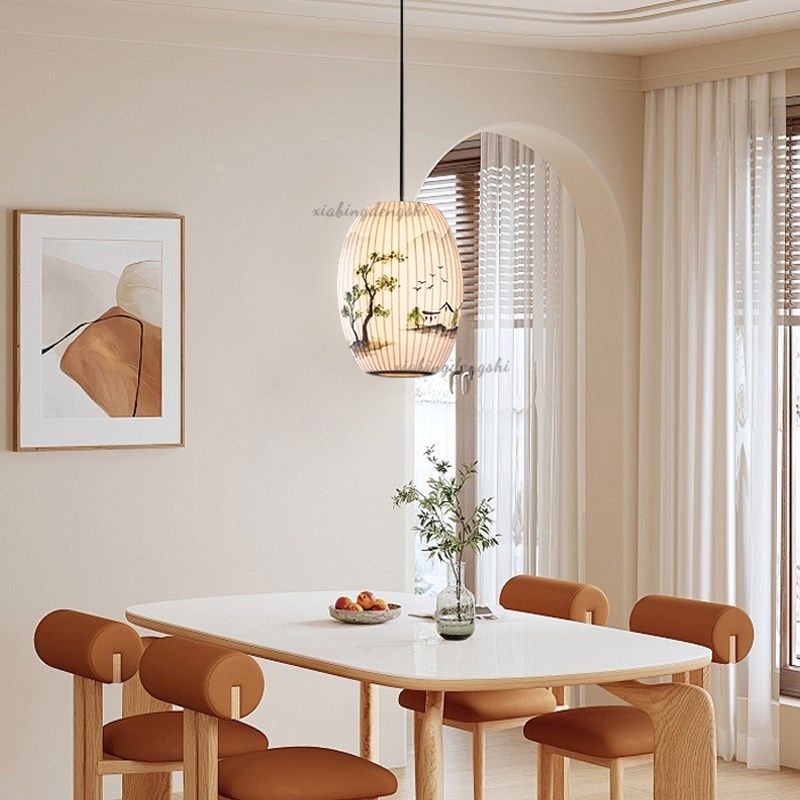 新中式布艺吊灯中国风绘画客厅卧室书房灯现代简约餐厅灯饭店包厢,家装灯饰光源,酒店/宴会厅/餐饮吊灯,淘宝优惠券,粉丝福利购,淘宝优惠卷