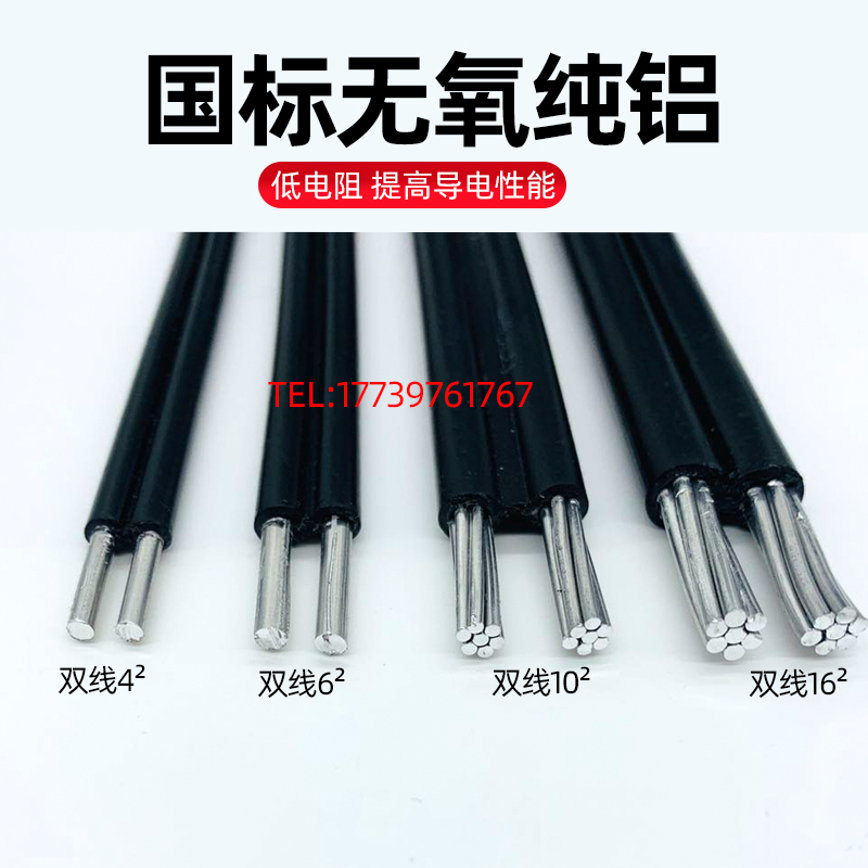 户外线国标铝2芯4 6 10 16 2C5平方3芯电缆铝线家用架空防老化电