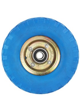 6寸8寸10寸实心万向q轮蓝色发泡轮胎静音橡胶脚轮手推平板车定向