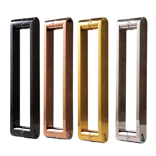 玻璃门拉手不锈钢把手方管圆边定制logo办公室方管黑色推拉门移门