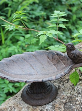 欧式铸铁小鸟h叶子烛台烟缸鸟食盆家居庭院装饰摆件
