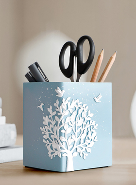 笔筒创意时尚小清新学r生儿童摆件简约可爱收纳笔座办公文具盒