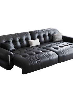 黑糖云朵电动伸缩功n能沙发黑色沙发床三人位电动可调节零靠墙