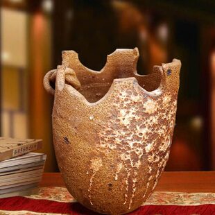 手工红陶仿古粗陶复古陶罐 土陶瓷罐 装饰插花花盆陶瓷花瓶 摆件