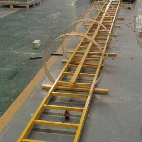 玻璃钢储罐爬梯安全护笼直梯平台护栏FRP绝缘防腐污水池深井梯子