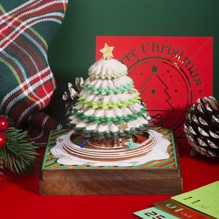 圣诞节新款3d立体便签纸雕手撕创意平安夜圣诞树灯光款送人礼物摆