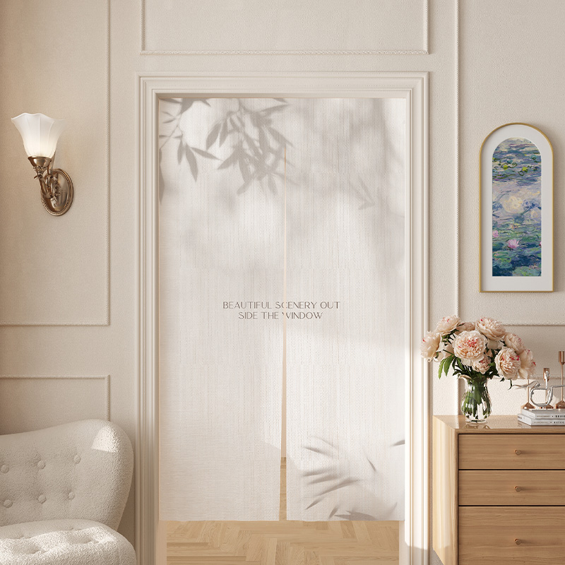 简约树影c门帘日系卧室客厅房间隔断帘卫生间遮挡帘隐私半帘高级