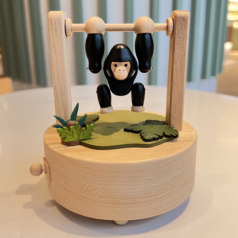 台湾音乐盒八音盒k大猩猩单杠圣诞节有趣生日礼物森活木质创意情
