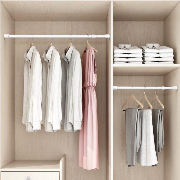 伸缩免打孔窗帘杆卫生间浴帘杆多功能门帘升收缩挂杆申缩晾衣杆朝