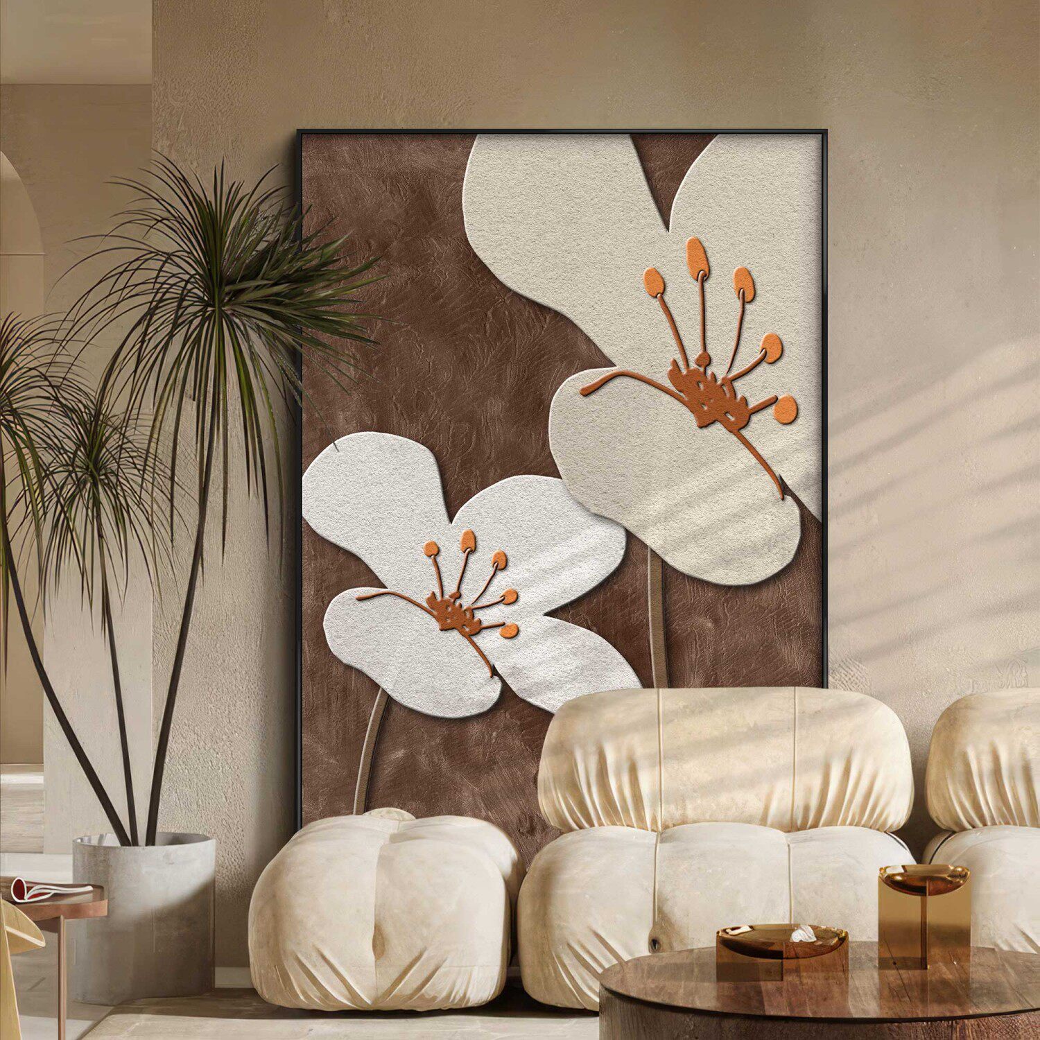 侘寂风花卉装饰画适合客厅沙发上面的挂画卧室主卧房间高级感壁画