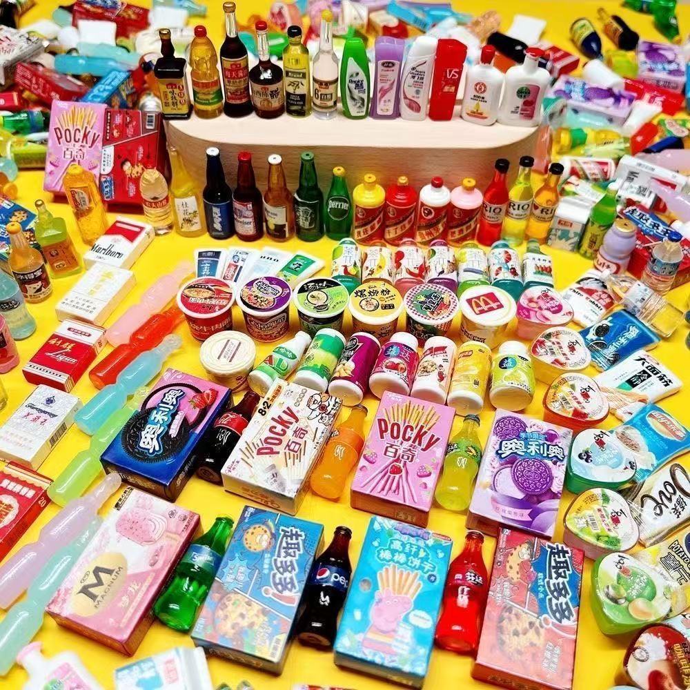 微缩迷你超市便利店仿真食玩DIY过家家玩具树脂酒瓶配件食物摆件