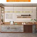 奶茶简约吧台收银台店铺小型美容院转角弧形公司前台柜台接待台