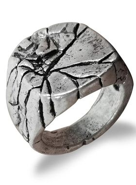 Vintage Cracked Alloy Men Ring Retro Square Index Finger Rin