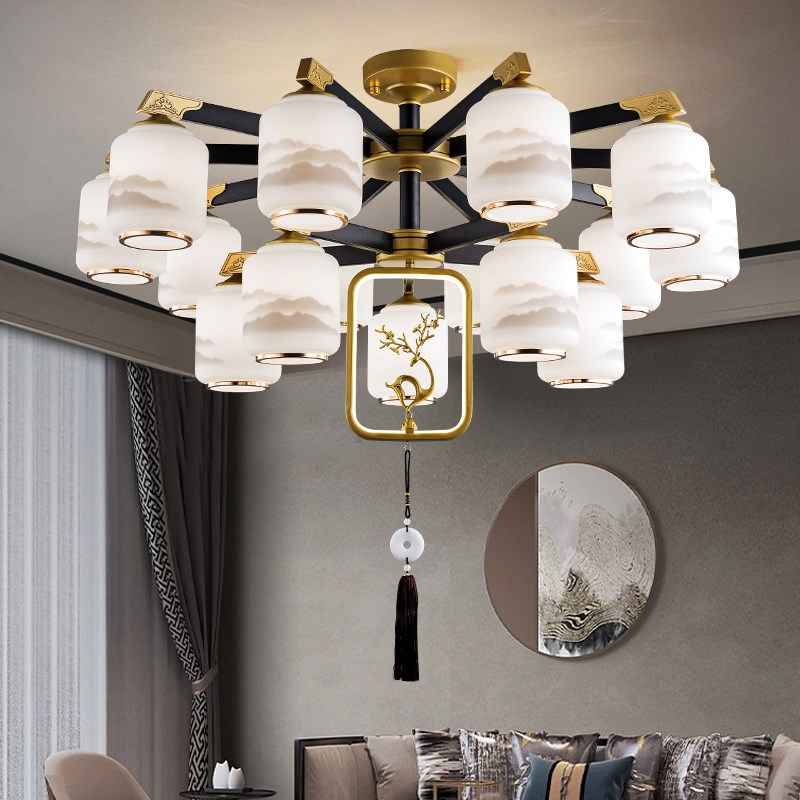 朝下新中式客厅吊灯可换灯泡餐厅灯简单大气202U3新款中山灯具